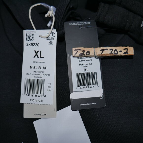 Adidas Men's Fleece Sweatsuit Size XL Black/White Big Logo Matching Outfit NWT - Picture 8 of 11